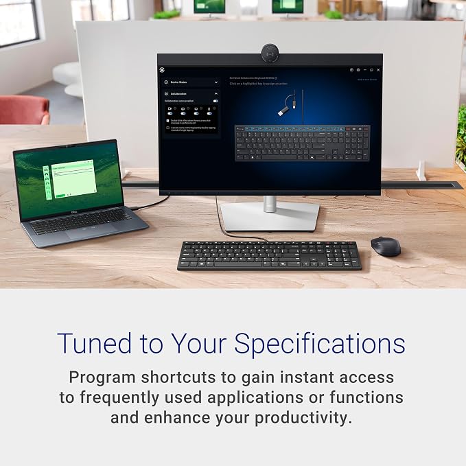 Dell KB525C Wired Collaboration Keyboard - USB-C & USB-A Versatile connectivity, 15 Programmable Shortcuts, Collaboration Keys - Zoom & Microsoft Teams, Copilot Key, Silent Keys - Black