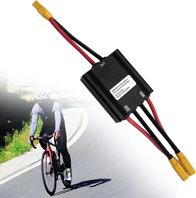 Double Battery Discharge Converter for E-Bike,DC 20V-72V DC Dual Battery Pack Switch Balancer XT90 Plug for Increase The Capacity by Connecting Two Batteries in Parallel Equalization Module (60A)
