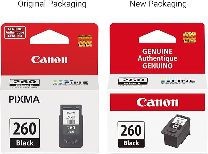 Canon PG-260 Genuine Black Ink Cartridge, Compatible with TS5320/6420/6420a,TR7020/7020a (Pack of 2)