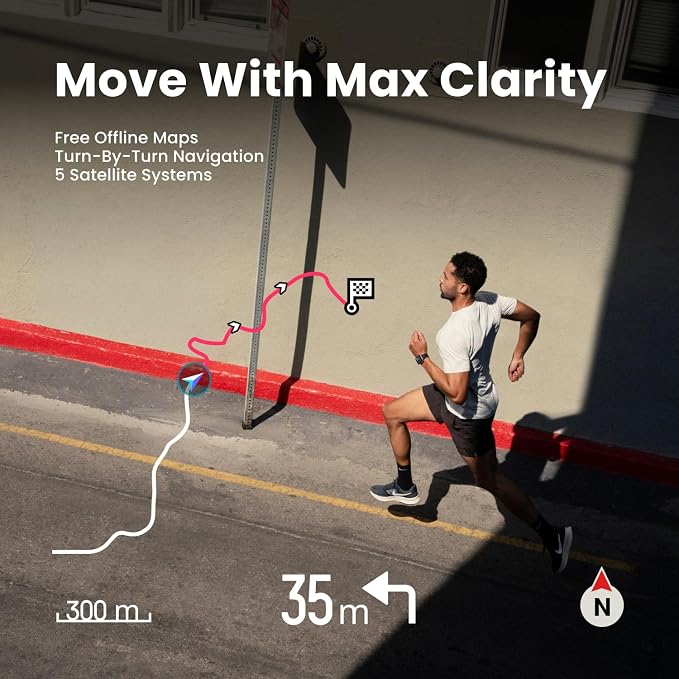 Amazfit Bip Max 50mm Smartwatch, 2.07" AMOLED Display, 20 Days of Battery, GPS, 4GB Storage, Offline Maps, Fitness Tracker, Hybrid Training, 150+ Sports, HYROX Mode, 5 ATM for Android & iPhone, Gray