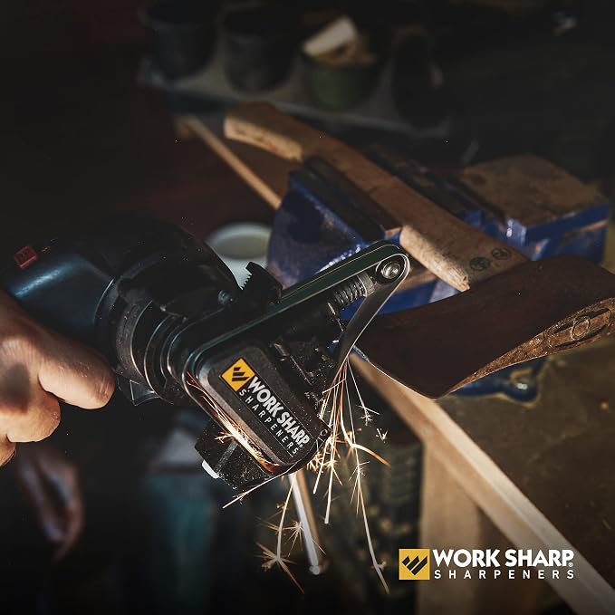 Work Sharp MK2 Professional Electric Knife and Tool Sharpener with Adjustable Sharpening Guides and Flexible Abrasive Belts Plus Bulk Belt Replacement Pack for Craftsmen and Tradesmen