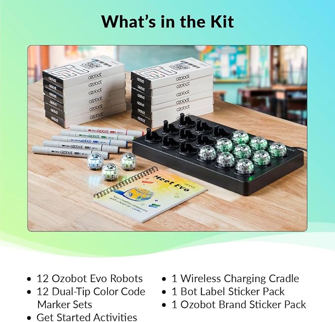 Ozobot Evo 12 Bot Classroom Kit | Ages 5-11 | STEM Coding for Schools