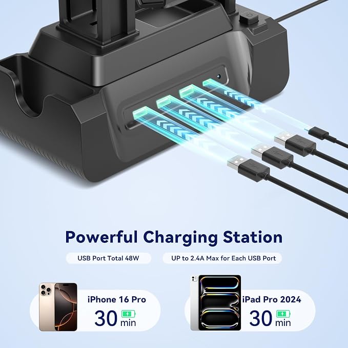 KDD Headset Controller Stand with USB A&C Charger Ports & Charging Station for Multiple Devices with Controller Headset Stand