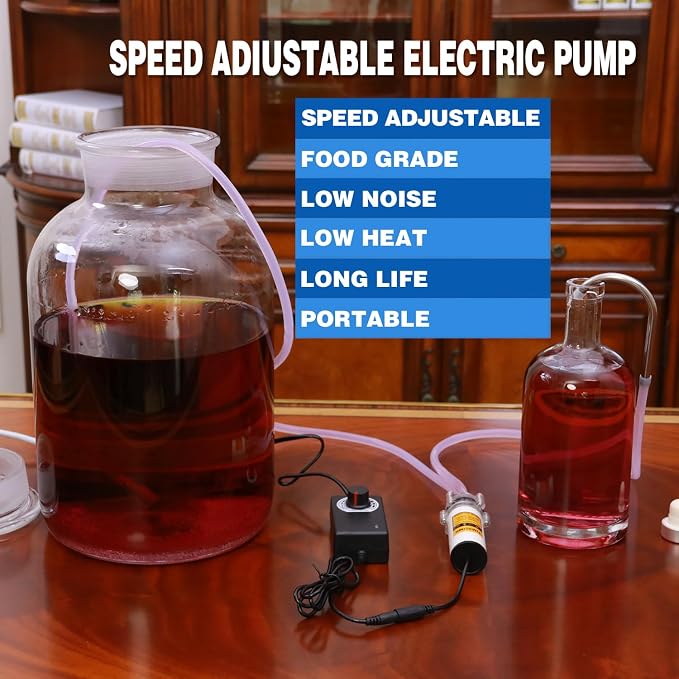 Food Grade Electric Water Transfer Pump With Speed Adjustable 100-240V for Ice Maker,Coffee Machine,Auto Siphon Self Priming Pumps for Home Brew Bottling Wine,Beer and Kombucha,2L/Min,Low Noise