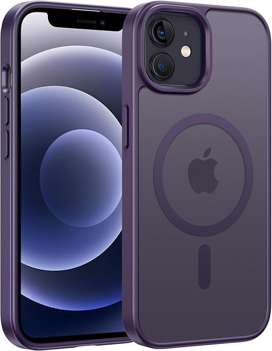 FNTCASE for iPhone 12 Phone Case: for iPhone 12 Pro Magnetic Matte Textured Military Grade Drop Protection Translucent Cell Phone Cover - Slim Durable Shockproof Protective Bumper