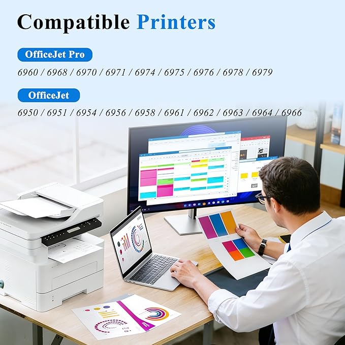 902XL Ink Cartridges Compatible for HP 902 Ink Cartridges Combo Pack Work with HP Printer OfficeJet Pro 6978 6968 6960 6958 6970 6975 6950 Printer Ink Black Color Cyan Magenta Yellow 902 Ink (4 Pack)