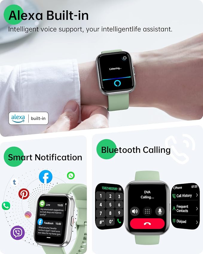 Smart Watches for Women, 1.83" HD Alexa Smart Watch for Android Phones & iPhones with Calls/Messages/Reminders, 3ATM 120+ Sport Modes Fitness Tracker Watch for Women with Heart Rate/Sleep/SpO2 Monitor