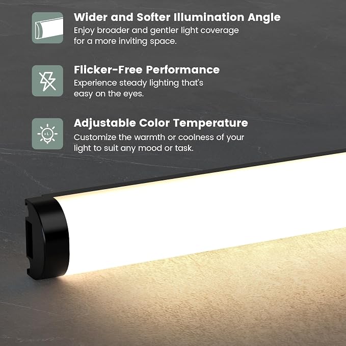Under Cabinet Led Light Plug in, 6 PCS 12” Under Cabinet Lighting, 5 Color Temprature Bright Led, App Control and Dimmable 1340 Lm, Under Counter Lights for Kitchen,Cabinet, Counter,Workbench, Desk