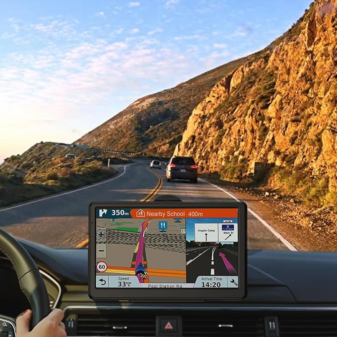 GPS Navigator for Car, 2026 Map 7 inch Touch Screen Car GPS 256-16GB,Voice Turn Direction Guidance, Support Speed and Red Light Warning, North America Lifetime map Free Update Truck(Black)