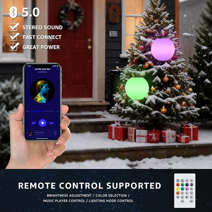 FUYO Decorative Lamp with Speaker with RGB Waterproof, Portable Night Light, Outdoor Table Lamp wiht Speaker, Floating Pool Light Outdoor Speaker for Indoor Patio