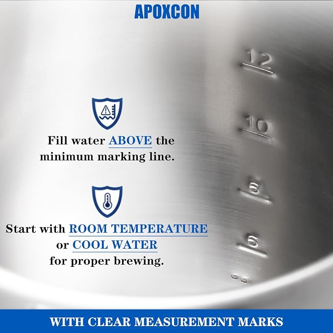 APOXCON Electric Coffee Percolator, Stainless Steel, with Glass Knob, Automatic Keep Warm, Cordless Serve,12 Cup