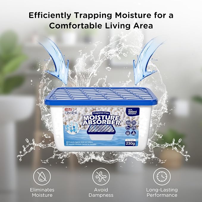 W&E Choice Moisture Absorber, Large Capacity Dehumidifier for Home, Bulk Humidity Pack for Closet, Dehumidifier with Fragrance Free,12Pack