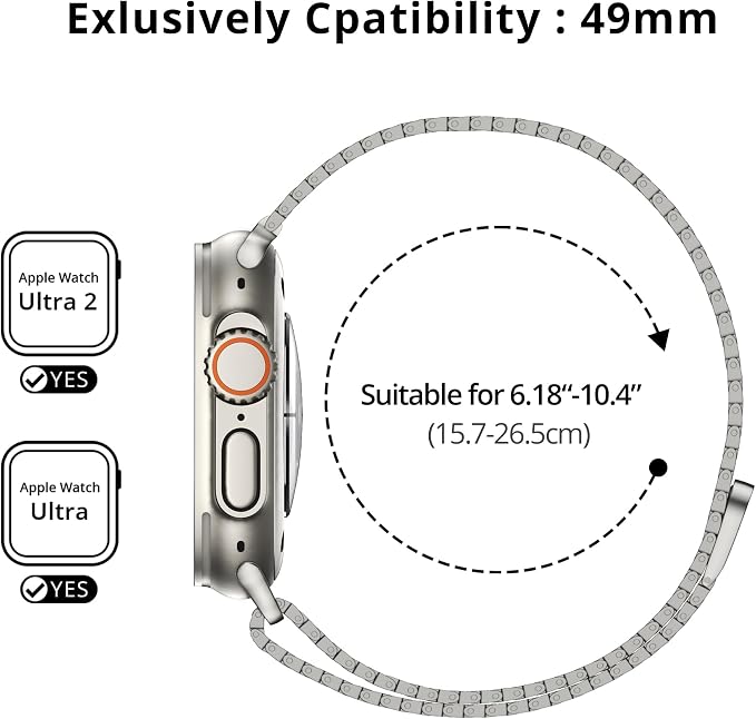 LULULOOK Milanese Mesh Loop Compatible with Apple Watch Band 49/46/45/44/42/41/40/38mm for Men Women, Stainless Steel Magnetic Buckle Strap for iWatch Ultra 3/2 Ultra Series 11 10 9 8 7 6 SE 5 4 3