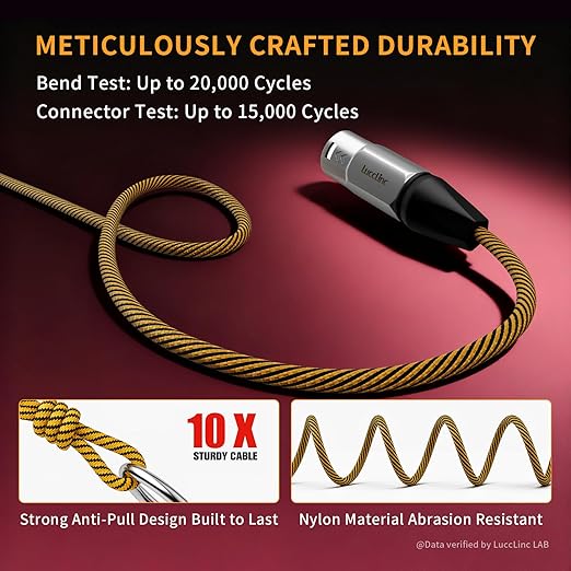 50ft XLR Cables 2 Pack, Balanced Microphone Cable Male to Female, Durable 3-Pin Cord for Recording Stage，Audio Cords
