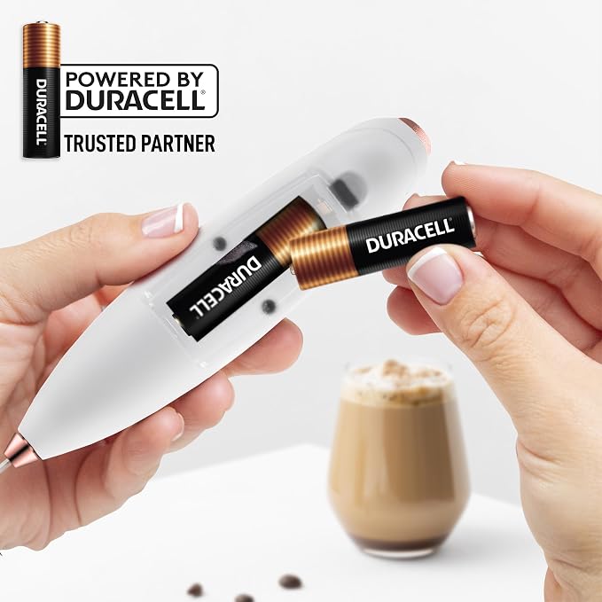 Zulay Kitchen Powerful Milk Frother Wand With Duracell Batteries - Ultra Fast Handheld Drink Mixer - Electric Whisk Foam Maker for Coffee, Lattes, Cappuccino & Matcha - Triple Whisk - Rose Gold