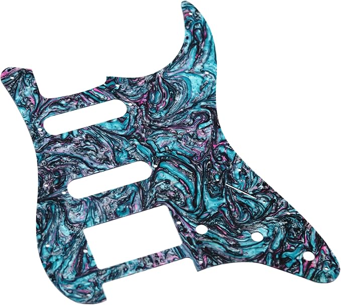 Guyker 11 Hole Guitar Pickguard, Resin Strat ST Style S/S/H Pick Guard Scratch Back Plate Cover for Electric Guitar Replacement Part, PG004 Green