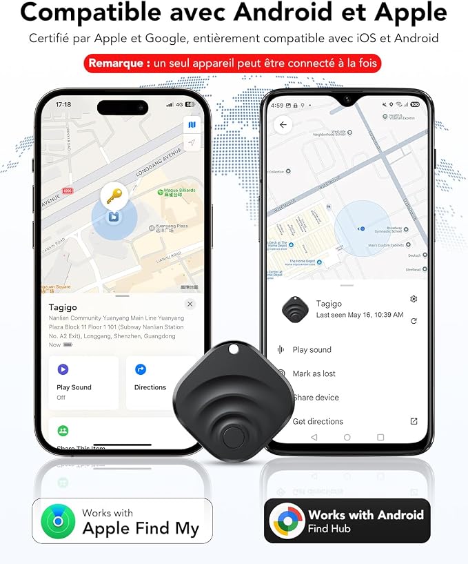 2026 Air Tracker Tags Item Locator for Android & iOS Bluetooth Tracker Smart Tags Compatible with Apple Find My (iOS) & Google's Find Hub(Android) for Keys, Luggage, Wallet, Vehicles (4 Pack Black)