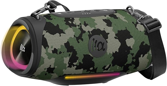 TAZATA Portable Bluetooth Speaker 80W RMS,120W Peak Loud Subwoofer Wireless Stereo with HD Sound,8H Playtime IPX7 Waterproof for Party cmaping Beach (CAMO-80W RMS/120W Peak)