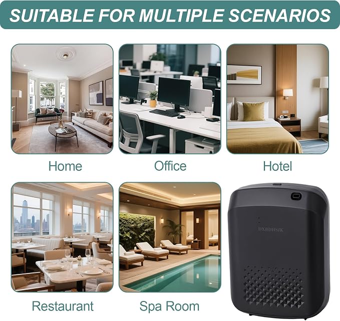 Home Waterless Aroma Diffuser – Bluetooth Smart Essential Oil Nebulizer, Fragrance Reach up to 2,000 sq ft, Perfect for Homes, Hotels, Restaurants, Offices & Spas(Black)