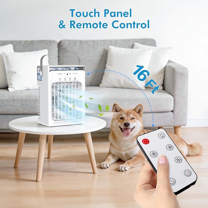 Portable Air Conditioners, 3-in-1 Portable AC Unit, Personal Mini Air Conditioner With 1000ml Water Tank, 2/4/6H Timer, USB Charging Small Cooling Fan (Include 5V 2A Adapter) For Indoor Office Bedroom