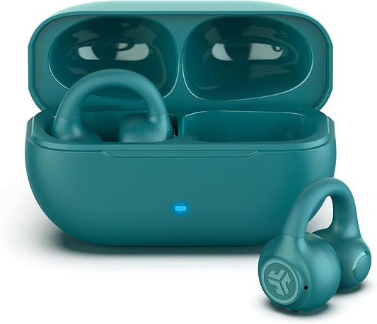 JLab Flex Open Earbuds, Wireless Bluetooth Open-Ear Headphones with Clip-on Cuff Design, Multipoint Connectivity, App Customization, 21+ Hours Battery, IPX4, Teal