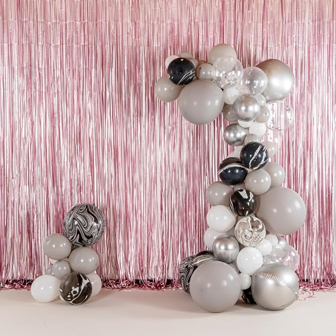 Restaurantware-Balloonify Balloon Garland Set, 1 Party Decoration Kit - 102 Balloons, With Chain, Gray & Metallic Silver Latex Balloon Arch Kit, Includes Glue Dots