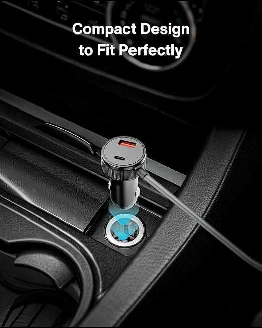 Car Charger Cable for Starlink Mini 10FT/3M with Display - 60W DC + 33W Dual USB-C/USB-A Power Adapter for Trucks, RVs & Boats, 12-24V Aluminum 18AWG Cord with Real-Time Voltage Monitoring