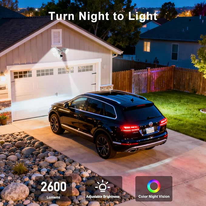 Swann 4K Floodlight Security Camera,Security Camera Outdoor with a 32GB Micro SD Card, 2-Way Talk, 2600 Lumens, Motion Detection, Color Night Vision, Wired, Waterproof