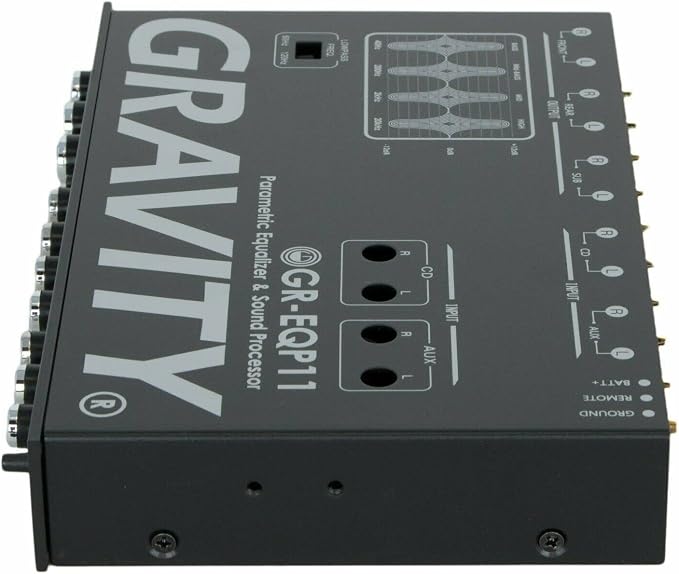 Gravity GR-EQP11 Digital Bass Machine 1/2 Din 9V 4-Way Car Parametric Equalizer w/Front, Rear + Sub Output and Night Illumination