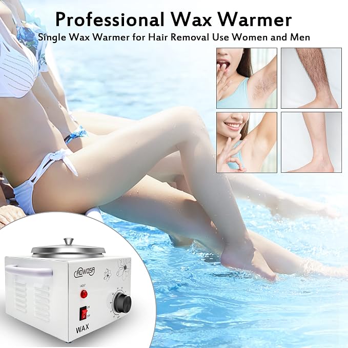 Single Wax Warmer Professional Electric Wax Heater Machine for Hair Removal, Large Waxing Pot Paraffin Facial Skin Body SPA Salon Equipment with Adjustable Temperature Set