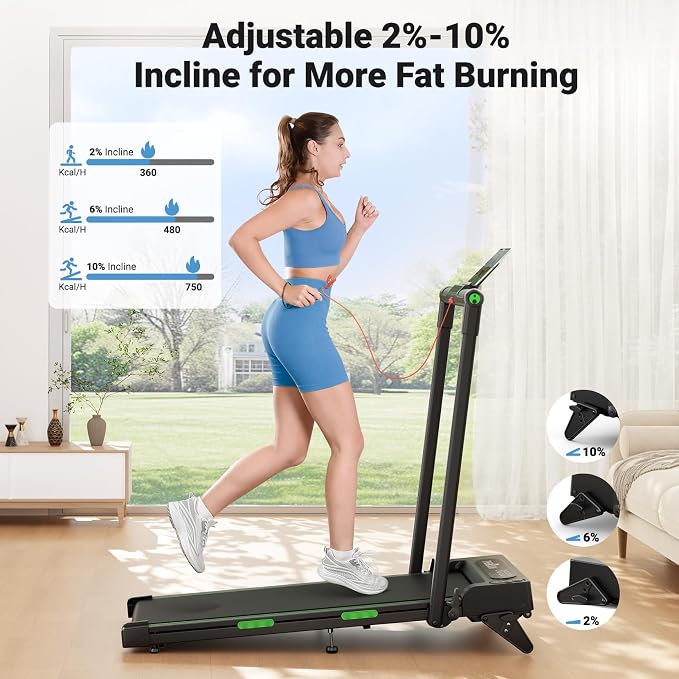 THERUN Walking Pad, 2 in 1 Foldable Treadmills for Home, 0.6-7.6 MPH, 2.5 HP Under Desk Treadmill with Handle Bar, 16" Widened Running Belt, with Remote Control & LED Touch Screen