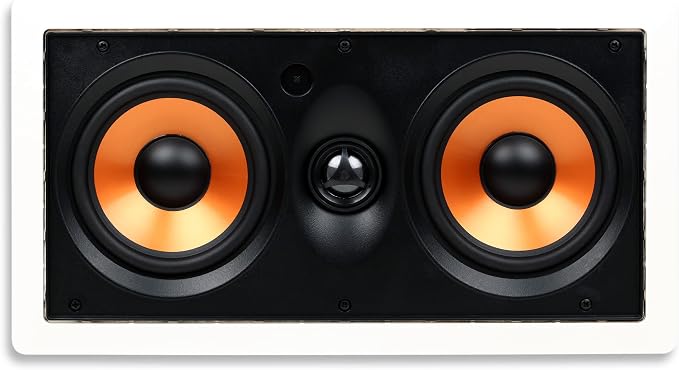 Micca M-CS Dual 5.25 Inch 2-Way in-Wall Center Channel Speaker for Home Theater, Whole House Audio, MTM LCR Design, 5.25" Poly Woofers, 1" Pivoting Silk Tweeter, White, Paintable, Each