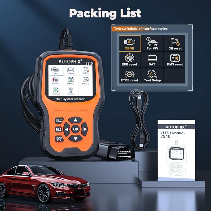 AUTOPHIX 7910P+ BMW OBD2 Scanner, Full System Diagnostic Tool | Battery Registration Tool for BMW, MINI and Rolls-Royce OBD2 vehicles. All Reset Services like EPB, CBS, SAS and DPF reset