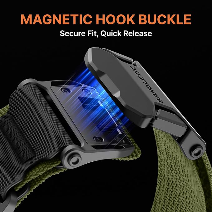 Bandletic Compatible with Garmin Fenix 7 Watch Band, 22mm Quick Fit Magenetic Rugged Nylon Soft Sport Strap for Instinct E & 3 45mm/2/Fenix E/8 47mm/7/6/5/Forerunner 970/965/955/Epix 2/Tactix & Quatix