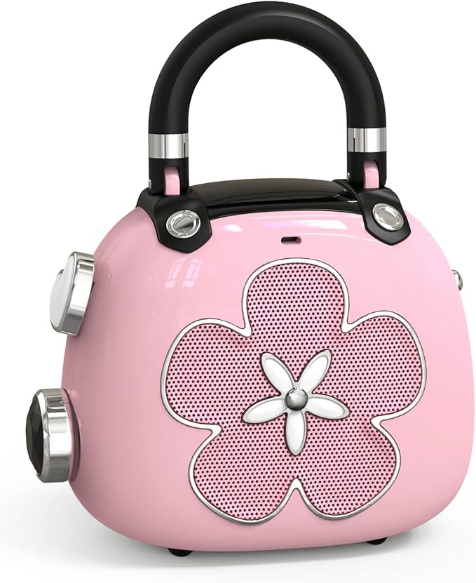 DOSS Candy 2-in-1 Mini Bluetooth Speaker & Cute Bag Charm with Loud Sound, Ideal Stocking Stuffer for Women, Girlfriend, Wife, BFF, Teen Girls, White Elephant Gift-Pink