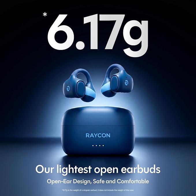 Raycon Everyday Clip On Earbuds - Open Ear Headphones, Lightweight Wireless Earbuds Bluetooth, Sweat & Water Resistant Earphones, Clip Earbuds with Buttons, 30 Hours Battery Life (Carbon Black)