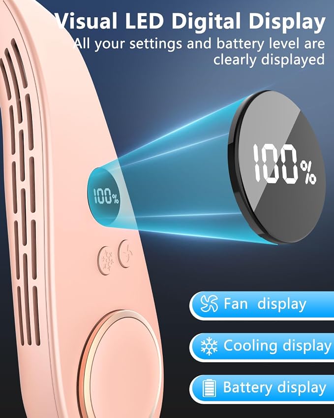 Personal Air Conditioner Neck Fan,Cordless Battery Operated Metal Cooling Plate AC,Tiny Cooler Fan Around Your Neck,Cordless Noiseless Long Life Breeze Quiet Fans Unit for Travel,Outdoor,Sports Pink