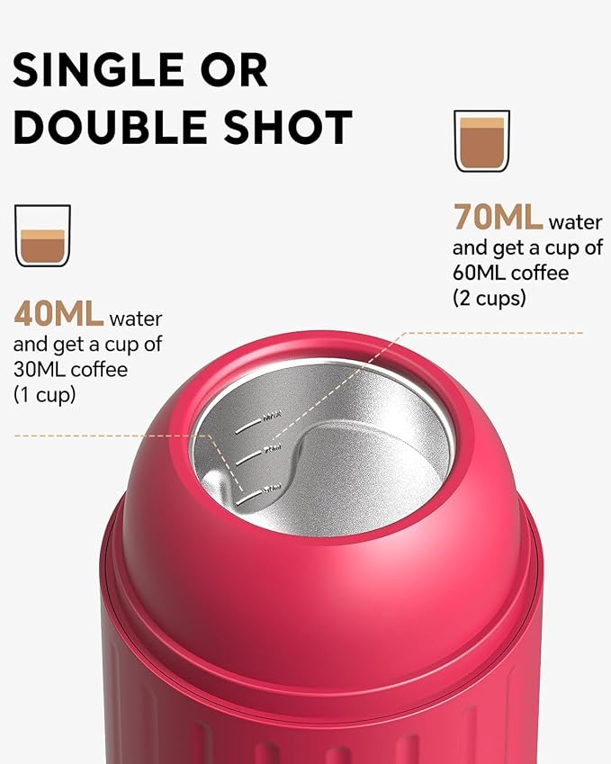 Portable Espresso Machine, 2-in-1 Hot/Cold Brew & Fast Self-heating with USB-C,Travel Coffee Maker with 7800mAh for Camping RV Hiking Compatible with NS Capsules & Ground Coffee Red