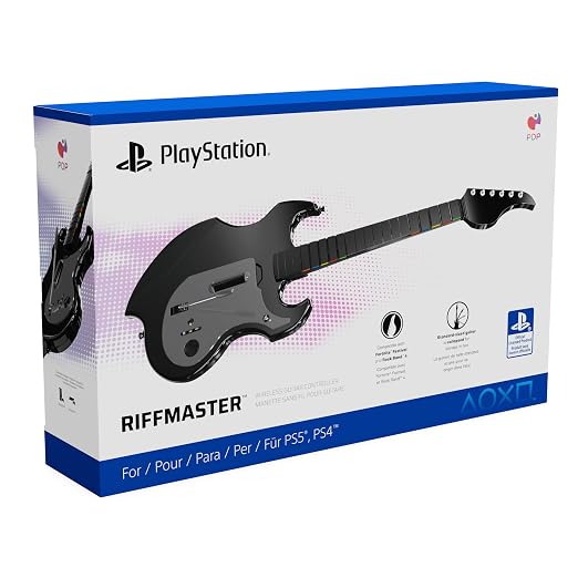 PDP RIFFMASTER Wireless Guitar Controller for PlayStation 5 and PlayStation 4, PS5/PS4, Rock Band 4, Fortnite Festival, Audio Jack, Rechargeable Battery, Officially Licensed by Sony - Black