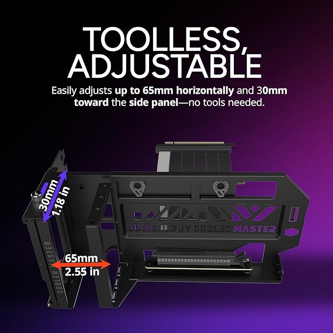 Cooler Master Vertical GPU Card Holder Kit V3, PCIe 4.0 5.0 Motherboards GPUs RTX 5090 RX 9070 XT, ABS Casing, 165mm Length, Modula Adjustable for E-ATX ATX Micro ATX Case