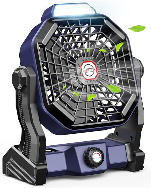 JINLICTE Portable Camping Fan, Rechargeable Battery Powered Tent Fans for Camp Hanging, [13-60Hrs Runtime], 9 Inch, Stepless Speed, Powerful&Quiet, for Picnic, Barbecue, Fishing, Travel, Home, Tent