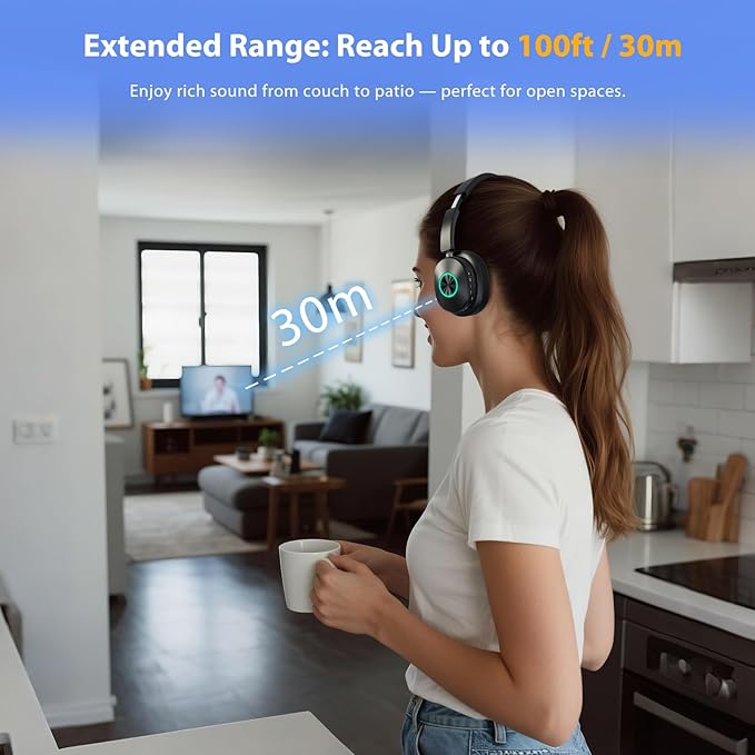 Wireless Headphones for TV Watching, TV Headphones Wireless for Seniors with Transmitter Charging Base, Over Ear Headset with 3 Audio Modes, No Audio Delay Blutooth 5.4, Gifts for Parents/Elderly