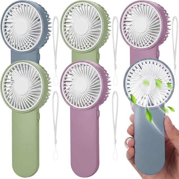 Sumind 6 Pcs Small Personal Portable Fan Mini Handheld Bulk 1 Speed Electric Cute Battery Powered for Neck Lash Makeup Women Men Travel Camping Indoor Outdoor Summer (Morandi)