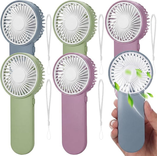 Sumind 6 Pcs Small Personal Portable Fan Mini Handheld Bulk 1 Speed Electric Cute Battery Powered for Neck Lash Makeup Women Men Travel Camping Indoor Outdoor Summer (Morandi)
