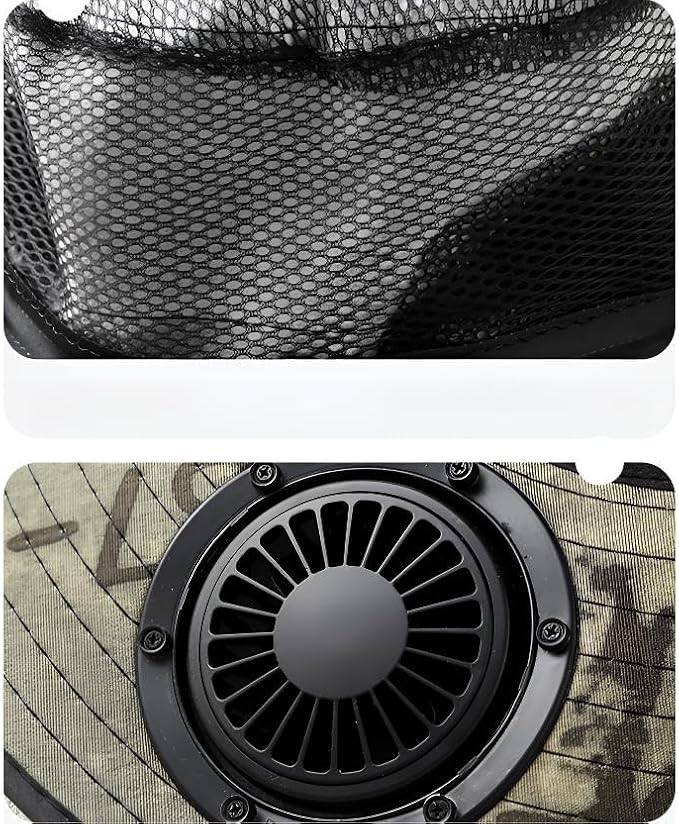 Outdoor Portable Summer Sun hat Fan with 2 Solar Fans, New Fisherman hat Fan,Powered by Solar/USB Batteries. Green