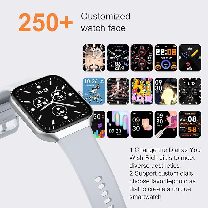 Smart Watch for Men Women (Answer/Make Call), 1.96" HD Smartwatch with Heart Rate/Sleep Monitor/Pedometer/Calories, 113+ Sports Fitness Watch, IP68 Waterproof Activity Tracker for Android iOS-Gray