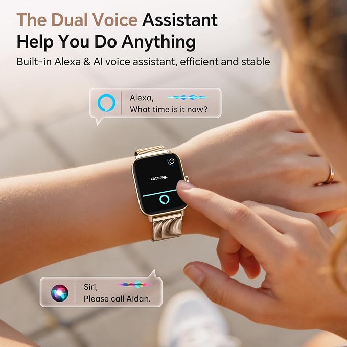 Smart Watches for Women, 1.85" HD Alexa Built-in Smart Watch for Android Phones & iPhones, Health Tracker with Heart Rate/Blood Oxygen/Sleep Monitor, 120+ Sport Modes Fitness Trackers for Women, Gift