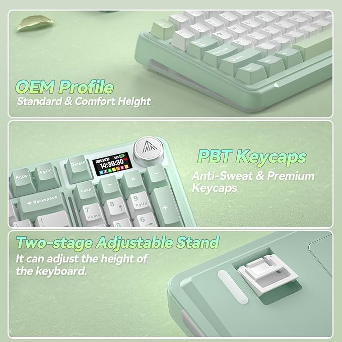 SOLAKAKA A99 Pro Wireless Mechanical Keyboard with BT5.0/2.4GHz/USB-C, LCD Screen & Metal Knob, Gasket-Mounted Gaming Keyboard, Full Hot-Swappable, RGB Creamy Keyboard for Win/Mac
