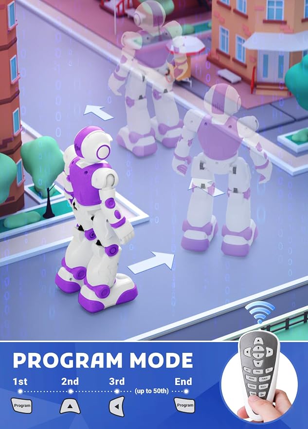 Robot Toys for Kids,Programmable Remote Control Smart Walking Dancing Robot Toy with Gesture & Sensing for Age 4 5 6 7 8 9 10 Year Old Boys Girls for Birthday Present,Purple