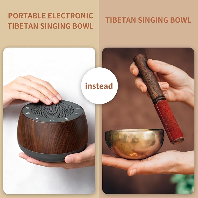 Electronic Tibetan Singing Bowl,Frequency Generator for Healing,Meditation Sound Machine, 256HZ-432HZ-528HZ 9 Healing Frequencies,4 Timers and Luminous Button,Yoga, Relaxation, Reiki